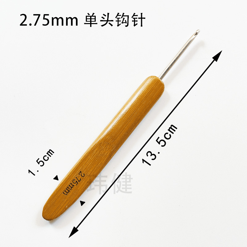 Mango de bambú crochet cabeza de metal crochet mango de bambú aluminio ganchillo suéter aguja coque ganchillo carbonizado fábrica al por mayor