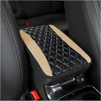 armrest box, suitable for all: Armrest box pad - assembled-diamond-shaped-beige-armrests