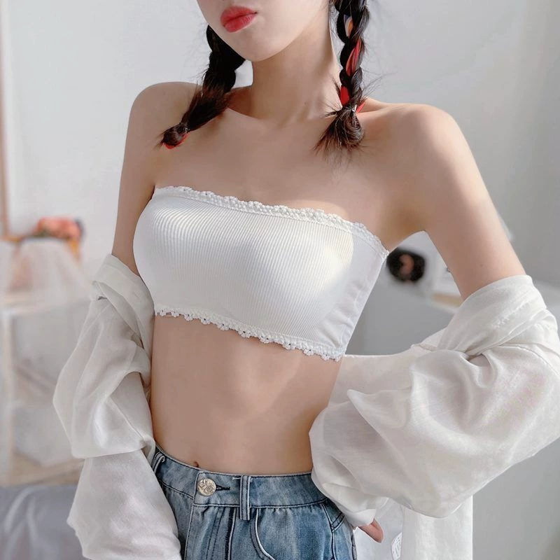 Нижнее бельё, нескользящий push-up бюстгальтер, невидимый кружевной топ-трубка, шелковистое защитное бельё