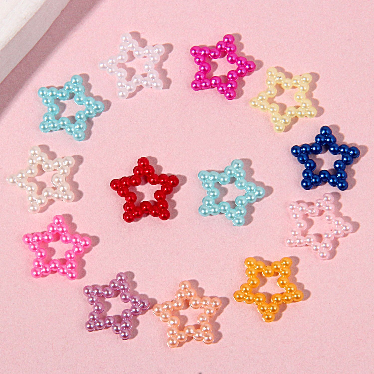 Artificial ABS perla hueco estrella de cinco puntas DIY crema teléfono móvil Shell material tocado accesorios fábrica ventas directas