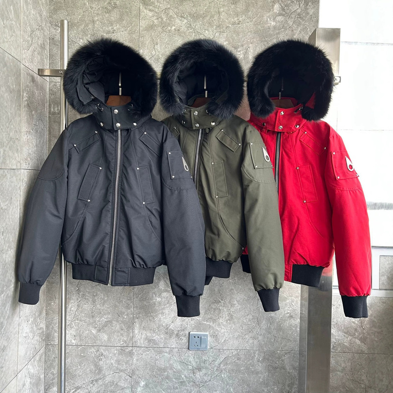 High-end foreign trade Canadian 02 model down jacket with small scissors logo, 26s autumn/winter silver logo, large fur collar, unisex