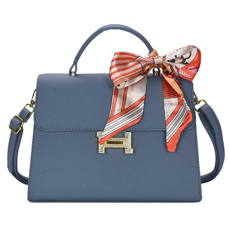 2024 comercio exterior nuevo estilo portátil gran Kelly bolso de mensajero de un solo hombro de cuero de alta calidad bufanda de seda con patrón de lichi marea