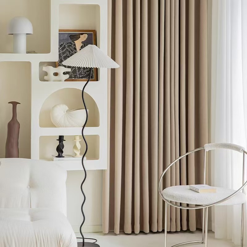 Cortina de sombreado gruesa de Chenille dormitorio sala de estar alta sensación de aislamiento de viento crema lujoso francés 2024 nuevo