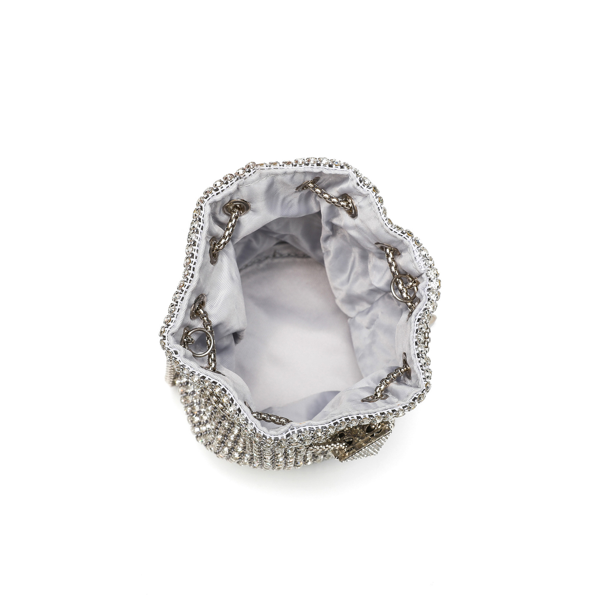 2026 New Arrival Full Diamond Fashion Mini Bucket Bag, Gold Ball Glass Rhinestone Evening Bag, Elegant Chain Purse For Women - Thumbnail 4