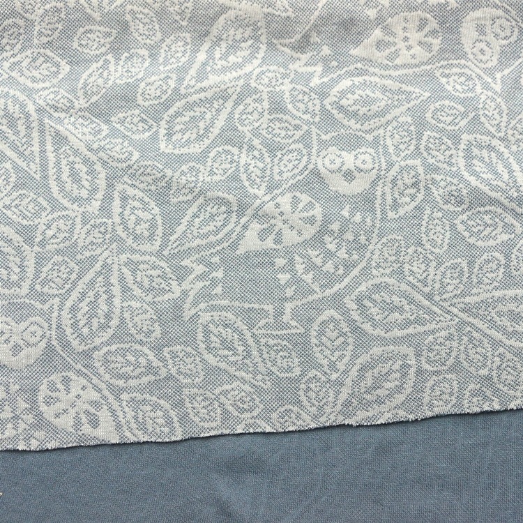 全棉色织双面提花连接布针织布猫头鹰浮雕色织提花双面布服装面料