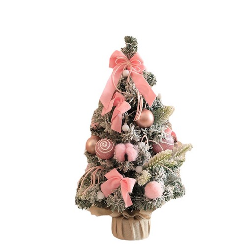 Cross-border Christmas tree ornaments with lights 60cm desktop Christmas tree pink red set Christmas tree decoration