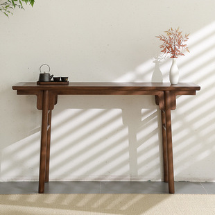 New Chinese Style Entry Entry Table Hallway Table Cabinet Solid Wood Supply Table Nantang Black Walnut Wall-leaning Zen Fragrance Table