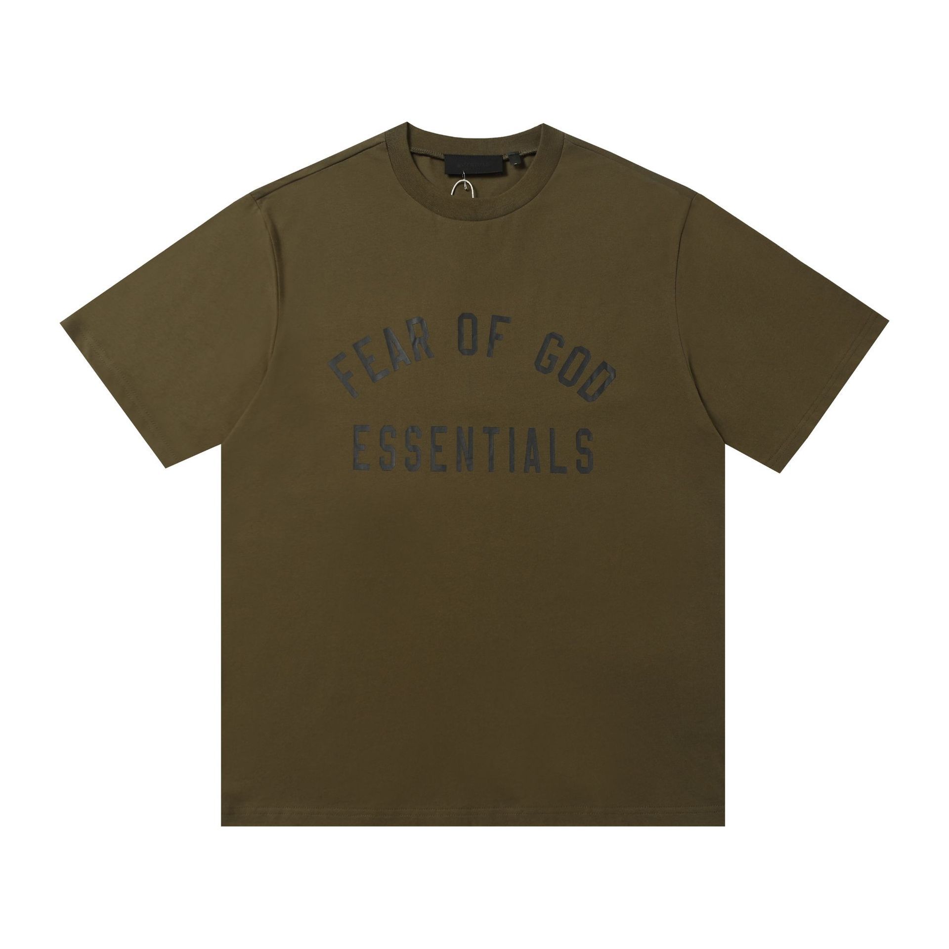 Una pieza de la marca de moda FOG de doble línea ESSENTIALS letra con lema impreso camiseta de manga corta para hombres y mujeres media manga en la calle