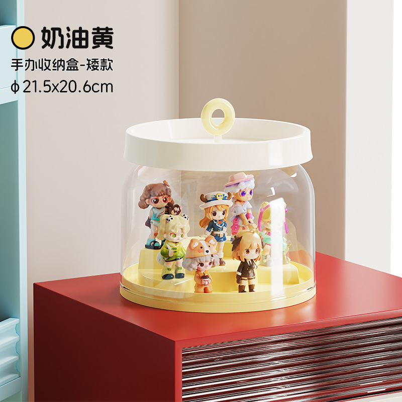手办收纳盒可旋转泡泡玛特盲盒展示架透明玩偶防尘罩拉布布展示盒|undefined