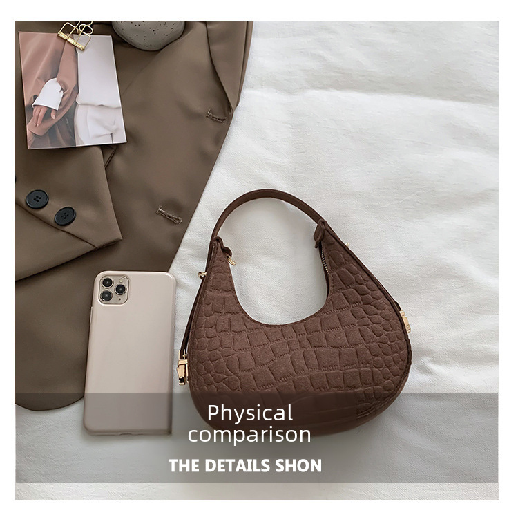 Jednobojna elegantna ženska torba 2022., moderna korejska zima, nova torba za ispod pazuha s uzorkom kamena, ležerna torba za rame_voghion.com