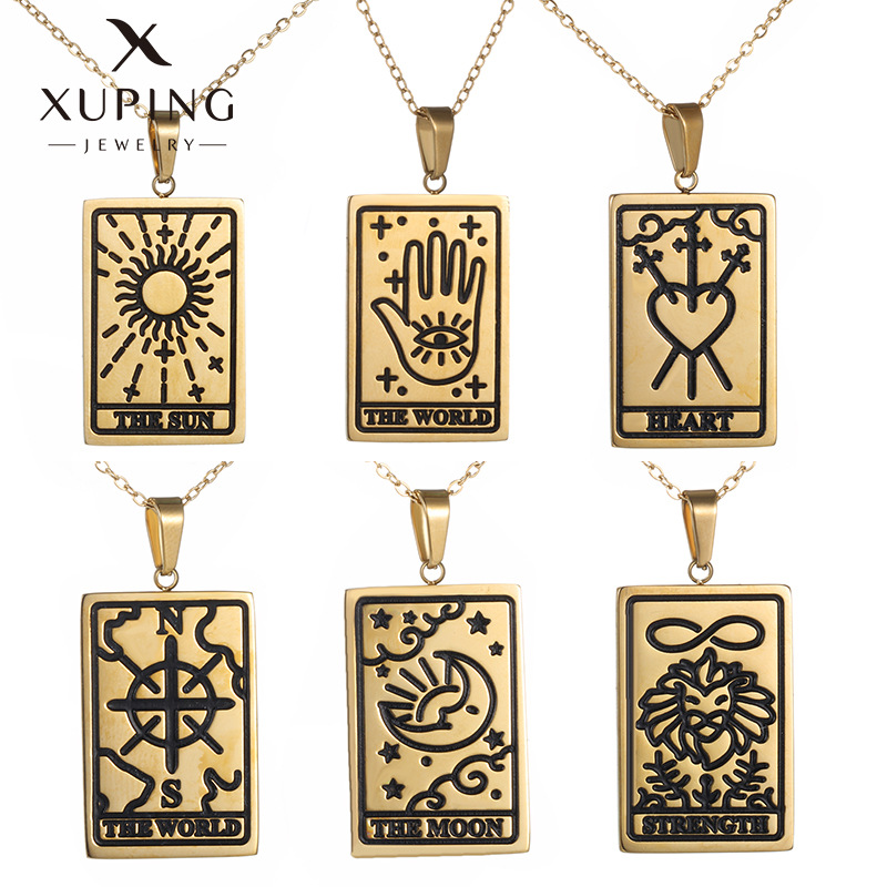 Xuping joyería Amazon transfronteriza colgante de tarot nicho de diseño femenino collar de acero de titanio al por mayor