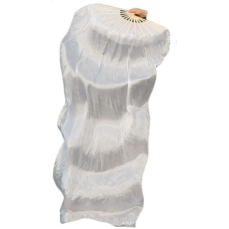 Ventilador de danza luminoso LED tricolor gradiente de seda larga doble cara props de espectáculo de escenario de danza china ventilador luminoso de seda larga