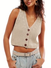 L 16155 Women's Button Cardigan Vest Ůʽ���� �羳ŷ��
