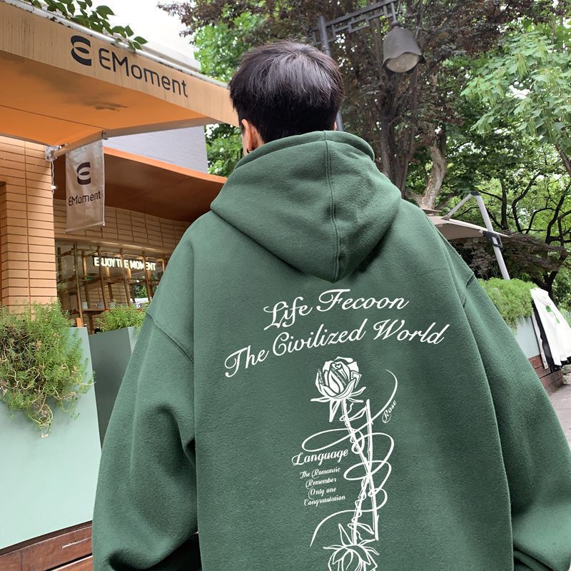 Primavera y otoño vino rojo americano retro Rosa impresión suéter con capucha niños Otoño e Invierno Polar-forrado moda marca abrigo pesado