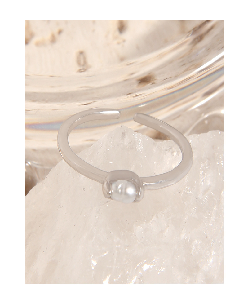 Simple Style Round Sterling Silver Plating Artificial Pearls Open Ring