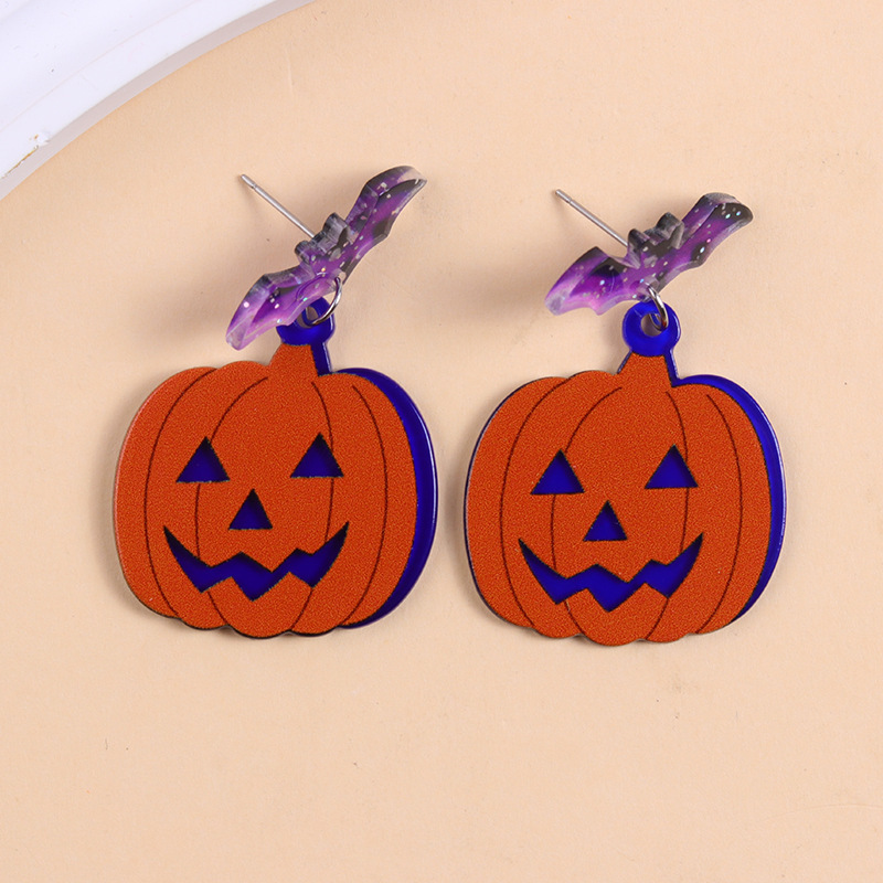 ヨーロッパとアメリカのハロウィンシリーズアクリルイヤリングカラフルなゴーストカボチャ漫画クモパーソナライズされたイヤリング女性用イヤリング|undefined