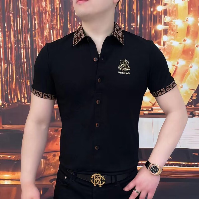 立襟氷糸半袖tシャツ男性青年潮牌半ファスナーが冷えています。|undefined