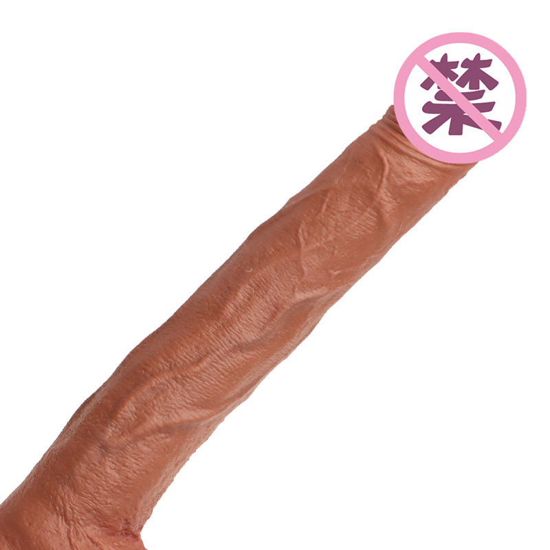 37cm Extra Long Liquid Silicone Dildo with Clitoral Stimulation, Flesh Tone — detail image 7