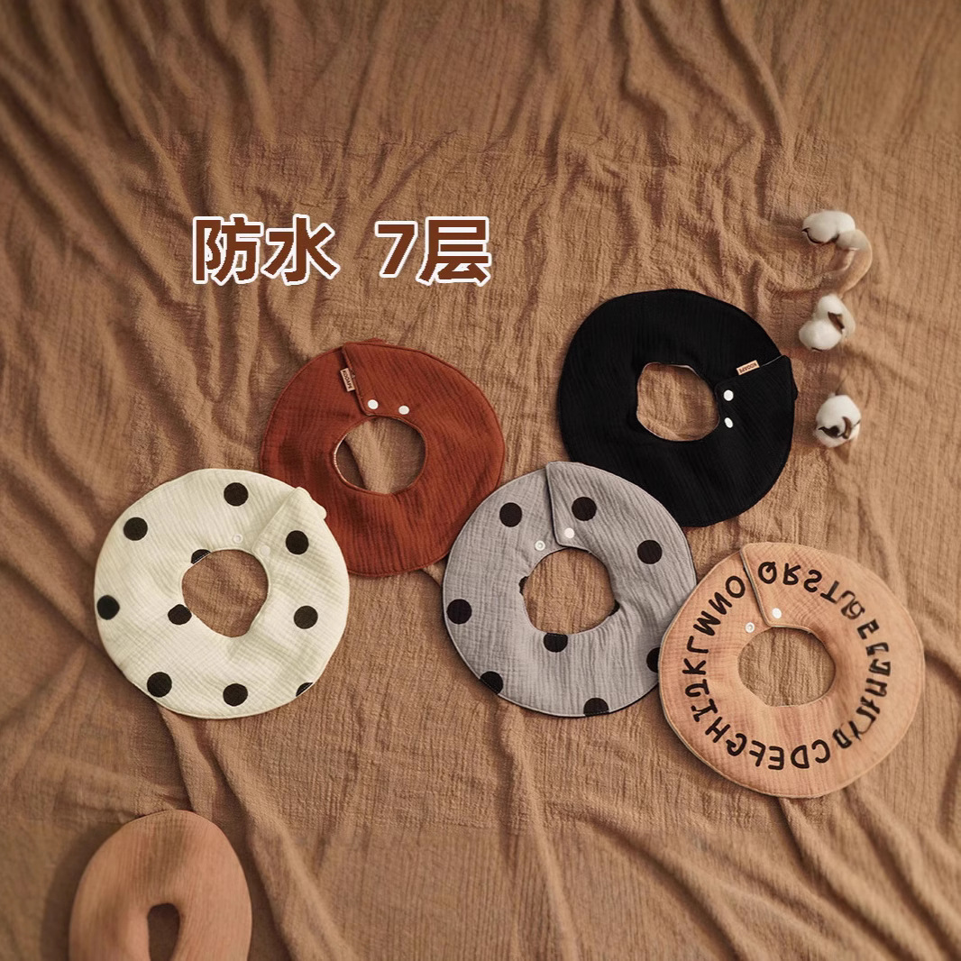 Waterproof cotton gauze baby saliva towel six-layer 360 rotating bib newborn baby bib anti-spitting