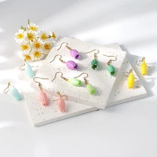 彩色风铃花滴胶耳环真花耳饰手工铃兰永生花饰品源头工厂景区热卖