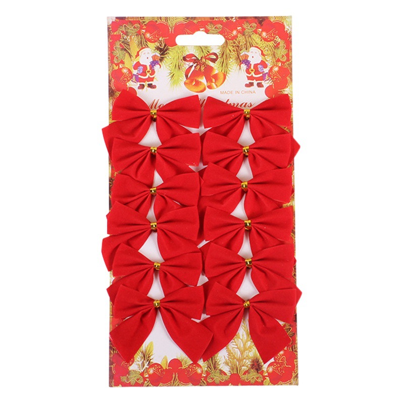 Navidad arco árbol de Navidad colgante de oro y plata 5cm un paquete de 12 envases de cartón rojo arco Decoración