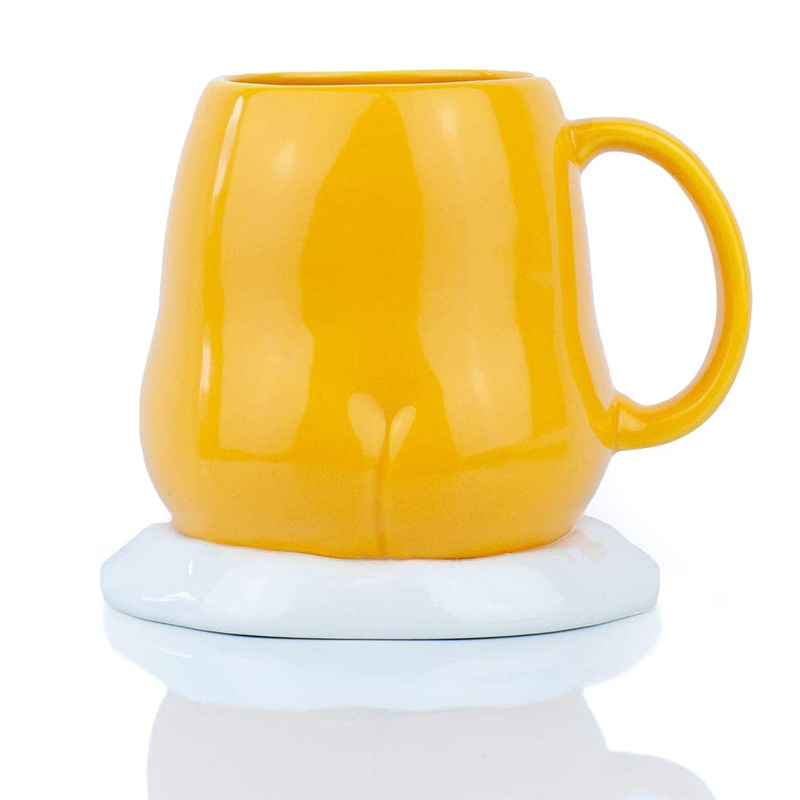 Lindo huevo marca taza de agua Taza de cerámica proteína huevo rey Taza de cerámica taza de agua pluma titular decoración con huevo Montaña Blanca