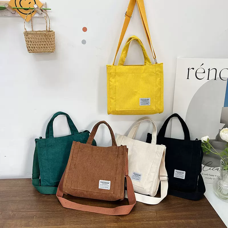 女包灯芯绒2023新款小方包韩版时尚森系手提包斜挎包跨境一件代发