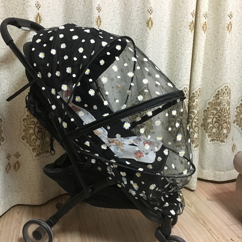 Wholesale Enlarged Stroller Mosquito Net Baby Stroller Encrypted Full Cover Mosquito Net Universal Dustproof and Anti-Mosquito Chrysanthemum Stars
