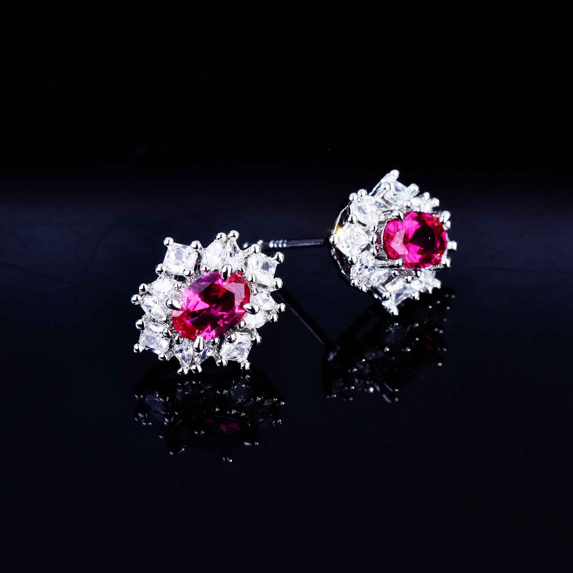 Mode Luxus Farbe Schatz Set Korund Offener Ring Ohrringe Anhänger Schmuck display picture 8