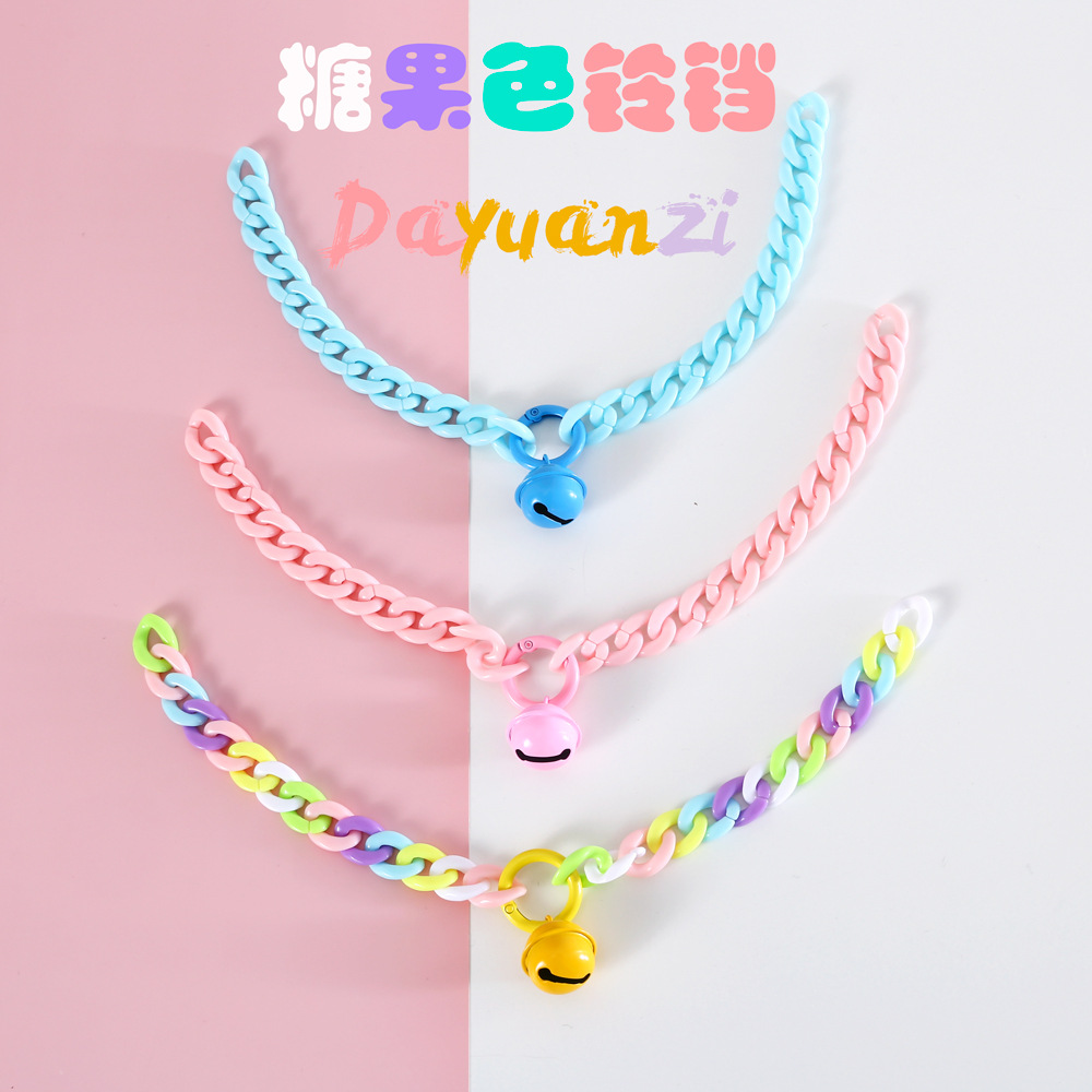 Mascotas gatos perros conejos collares de resina de color caramelo macarón collares de campanas collares accesorios de cumpleaños princesa