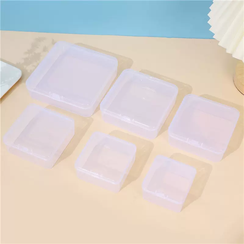 pp小盒子美甲饰品桌面小收纳盒长方形样品展示卡片透明包装塑料盒