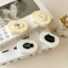 可有卡通DIY隐形眼镜盒简约马卡龙色便携伴侣盒夹棒美瞳盒9D