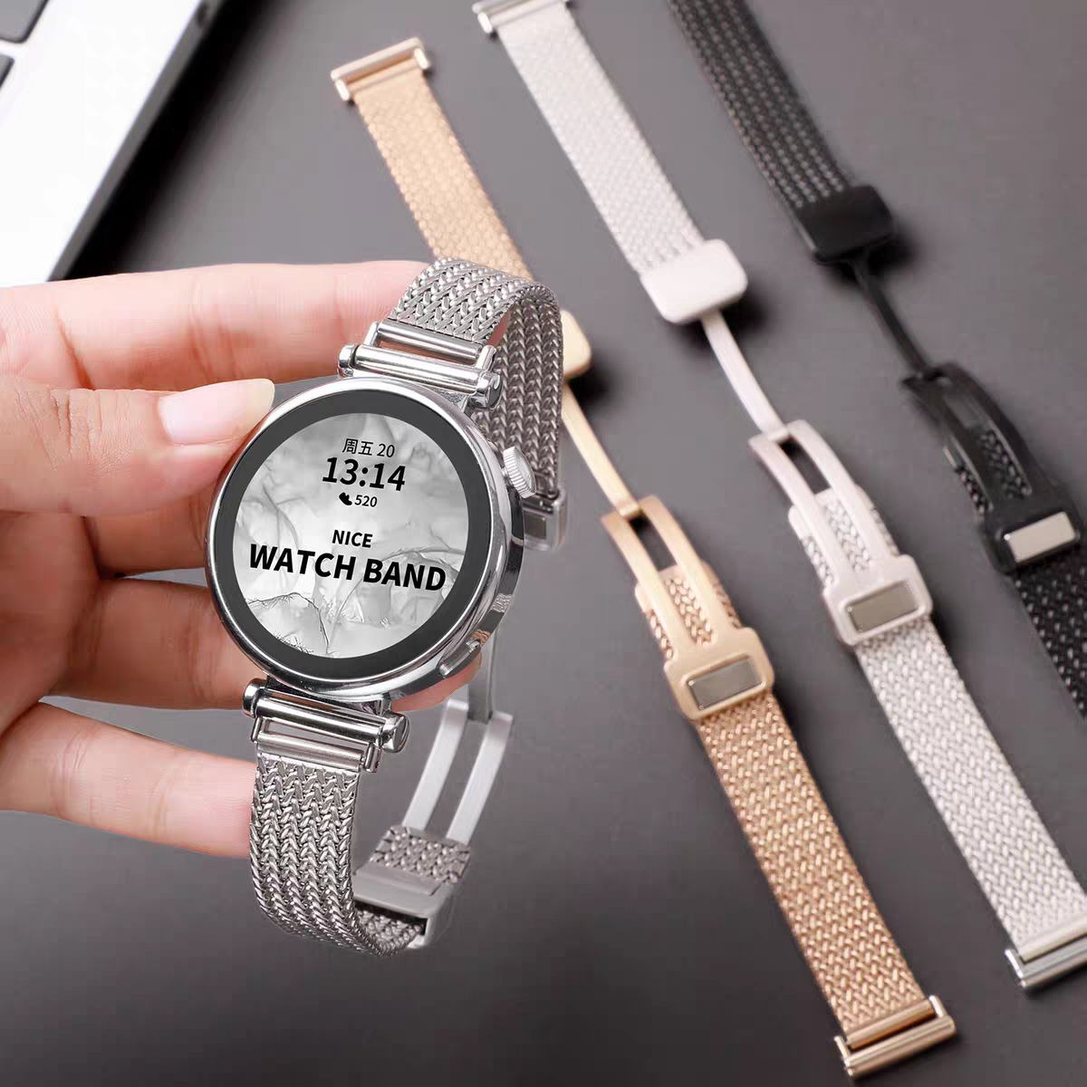 Suitable for Huawei Gt6 Watch Strap, Wheat Ear Design, Gt5/4 Stainless Steel Women's Metal Magnetic Buckle Watch5 Huawei Watch Strap