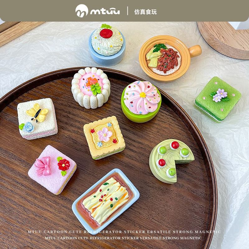 卡通食玩磁吸冰箱贴仿真肠粉慕斯蛋糕磁性个性摆件居家装饰留言贴|undefined