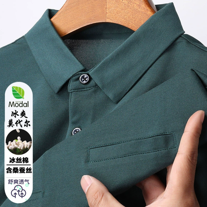 Silk polo, summer T-shirt, high-quality style, with short sleeve