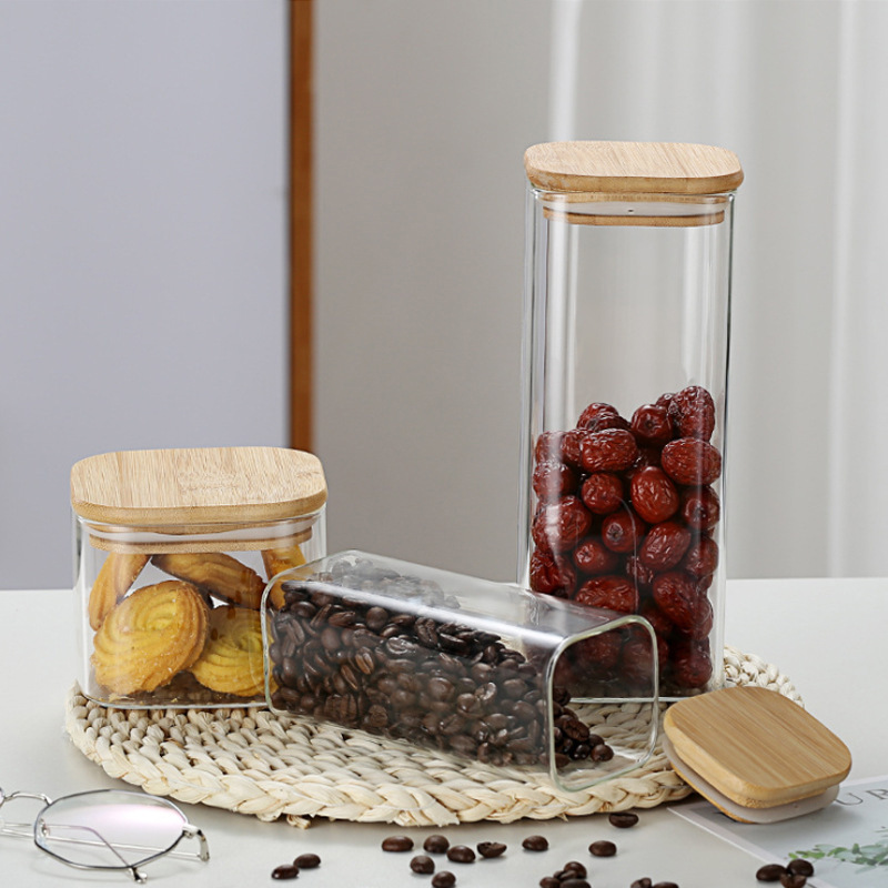Solid Color Pattern Simple Style Solid Color Wood Glass Storage Container Box