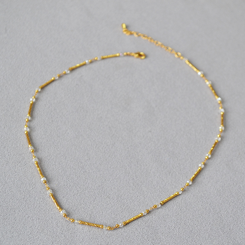 Women's Gender Women's Copper Brass Beaded Solid Color Necklace Brass Jewelry