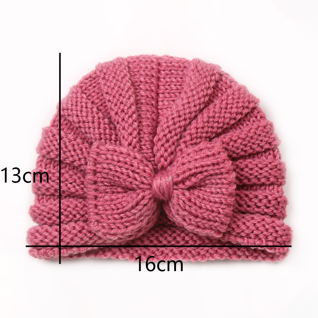 70g Weight Hat Classification Wool Cap Hats Type Daily Occasion Solid Color, Bow Knot Pattern Winter, Spring, Autumn Season Children Unisex Gender Knitted Design Fashion Style Children Unisex Fashion Solid Color Bow Knot Knitted Wool Cap 无