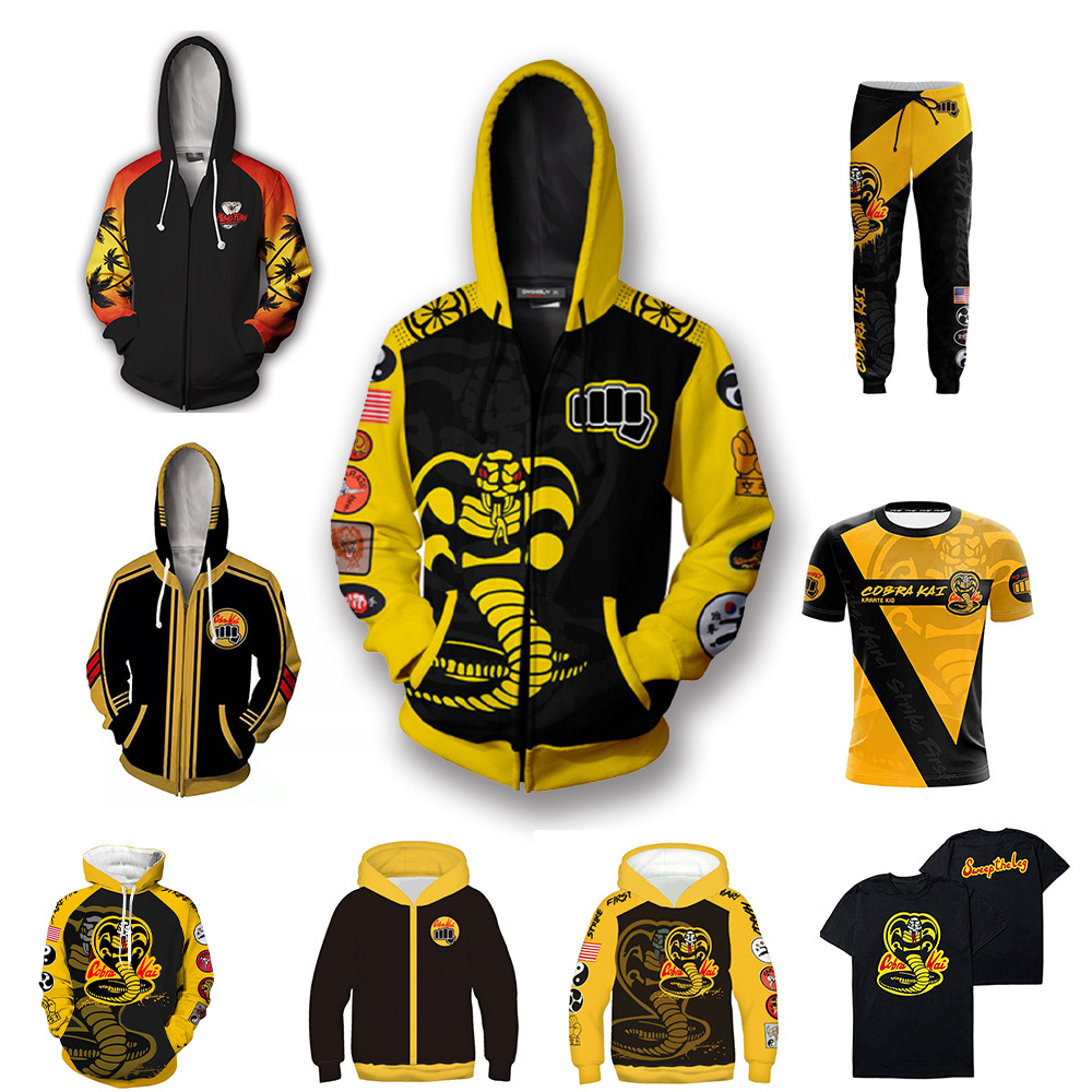 Aixi Clothing Fleece Karate Kid Cobra 3D Printed Cosplay Casual Hooded Anime Sweatshirt