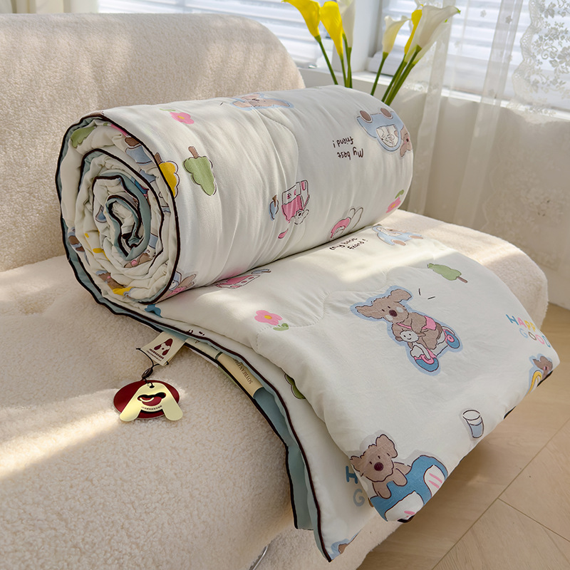Nuevo edredón fresco de verano, edredón de aire acondicionado, dormitorio individual y doble para niños de verano, edredón fino de fibra de soja lavable a máquina