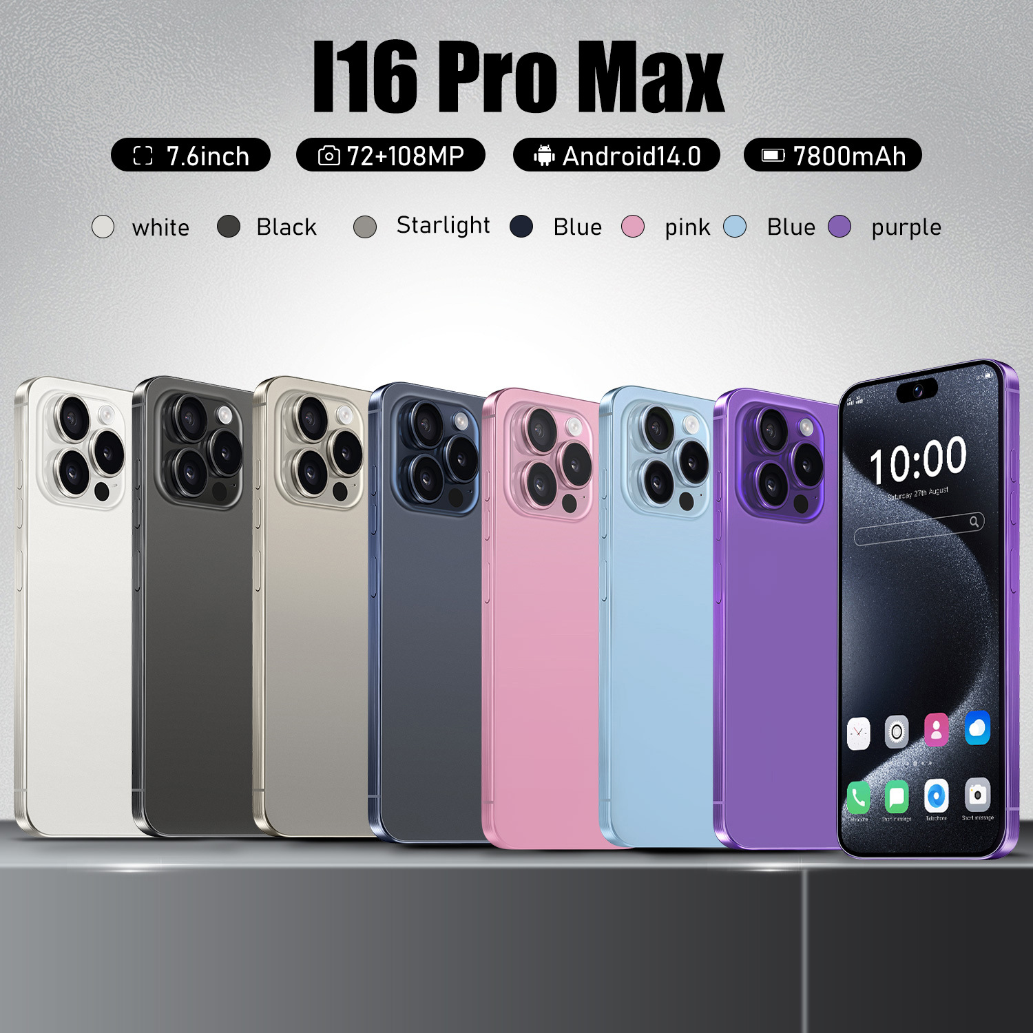 New I16Promax Cross-Border Mobile Phone 3+32 Android 10 Foreign Trade Smart Phone 7.6inch Manufacturer Wholesale Delivery
