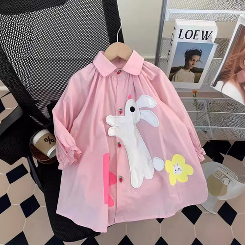 Girls' Dress Autumn  New Style Trendy Princess Dress Cartoon Shirt Dress Fashion Children's Shirt Dress