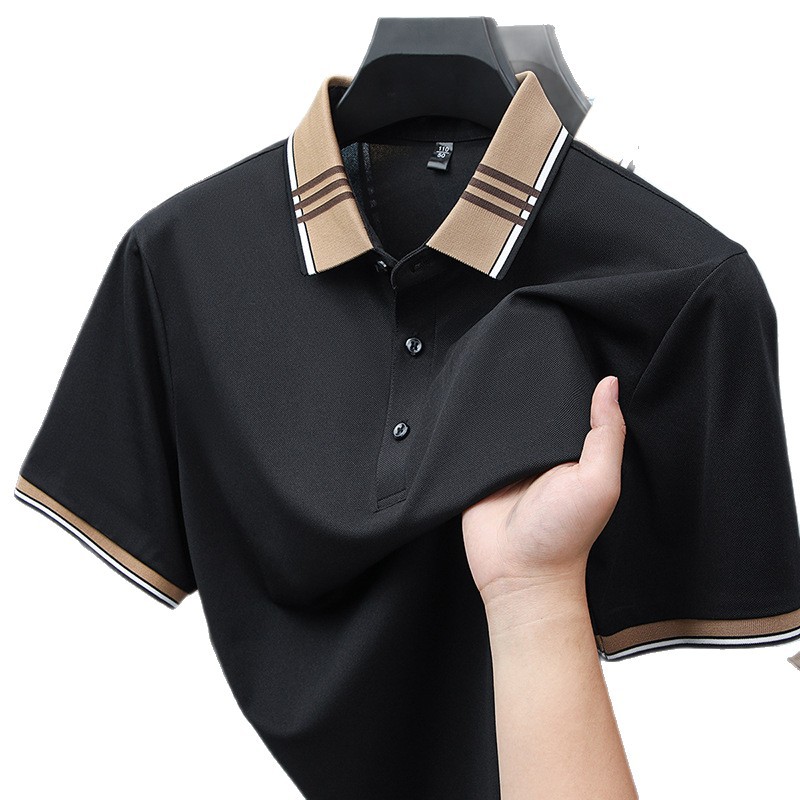 Summer New Polo Shirt For Young And Middle-aged, Casual Business Turn-down Collar Solid Color Half Sleeve Top, Trendy_viptrois.com
