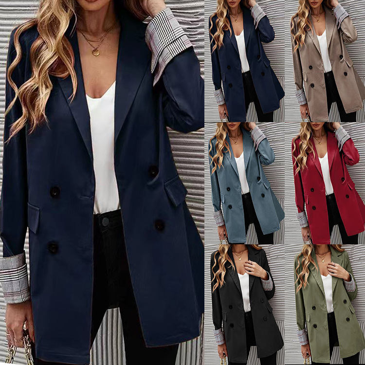 2026 Cross-Border Autumn and Winter New Women's Clothing Amazon Independent Platform Solid Color Lapel Button Slim Fit Elegant Blazer