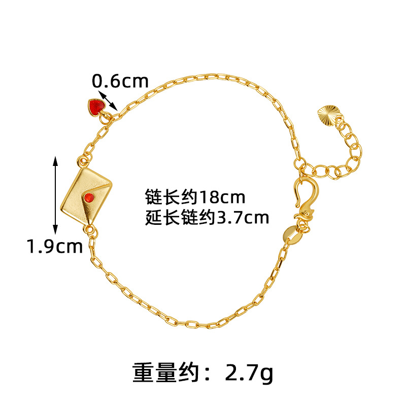 Nuevo chino vietnamita pulsera de oro de arena ligera de lujo goteo de aceite carta de amor pulsera de amor rojo mujer simple joyas de alta calidad al por mayor