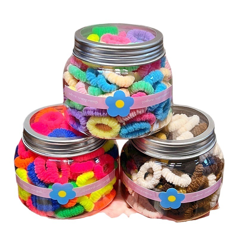 Children's Candy Color Hair Rings Girls' Color Rubber Band Little Girl's Towel Rings Thick Leather Cover Does Not Hit Hair Summer Head Rope
