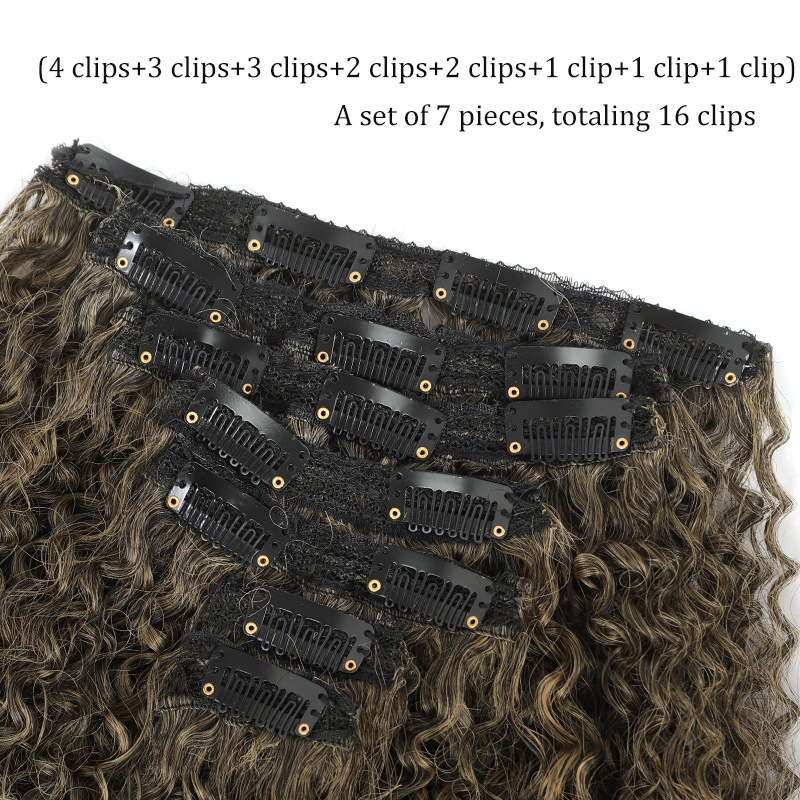 Extension capelli sintetici con clip per donna ricci 7 pezzi_voghion.com