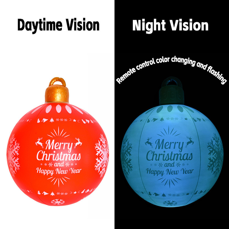 跨境圣诞节用品Christmas庭院派对氛围装饰布置PVC灯笼充气圣诞球|undefined