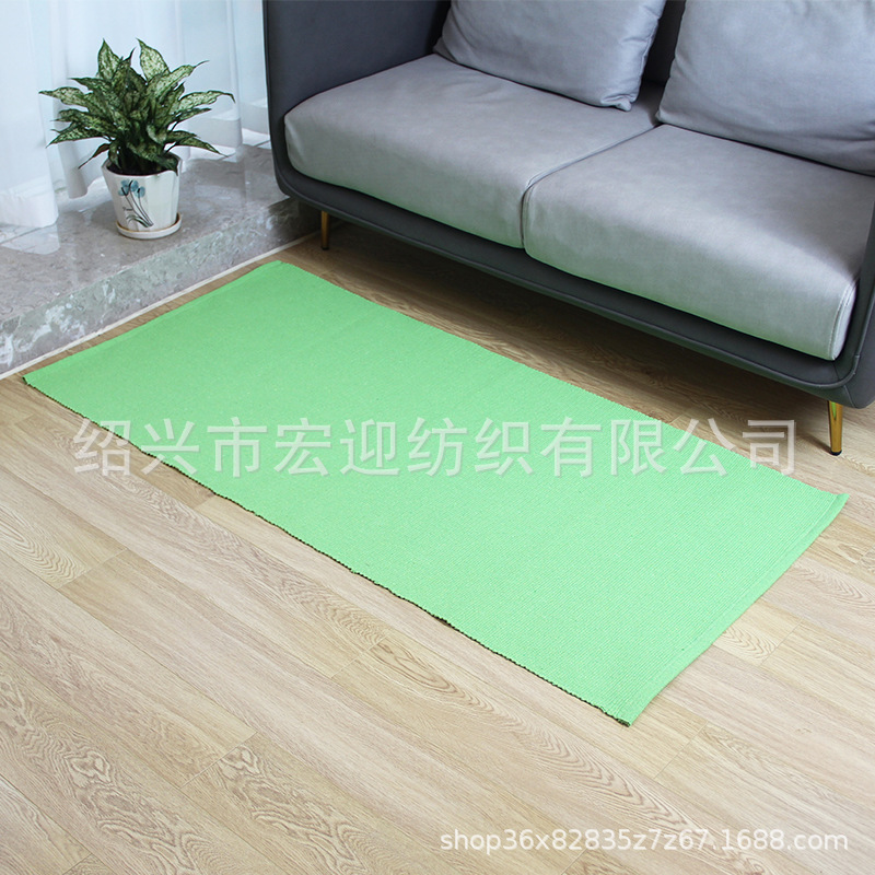 Cotton-woven solid color tassel floor mat, carpet, foot mat, entryway mat, living room coffee table mat, pet crawling mat, bedside mat
