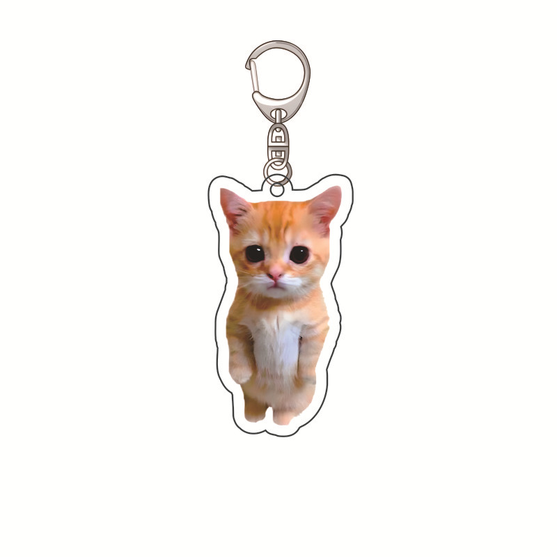 Plátano gato feliz gato acrílico llavero comida gato gato cabeza emoji paquete llavero divertido